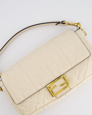 Fendi Cream Lambskin Leather Baguette Bag with Gold Hardware RRP £2,750