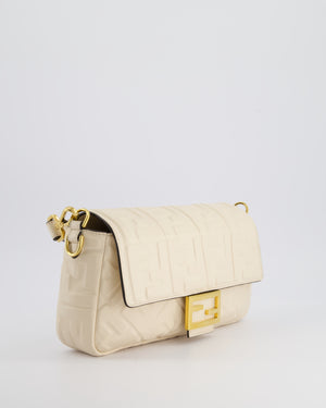 Fendi Cream Lambskin Leather Baguette Bag with Gold Hardware RRP £2,750