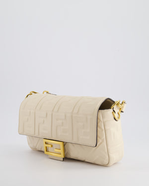 Fendi Cream Lambskin Leather Baguette Bag with Gold Hardware RRP £2,750