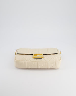 Fendi Cream Lambskin Leather Baguette Bag with Gold Hardware RRP £2,750