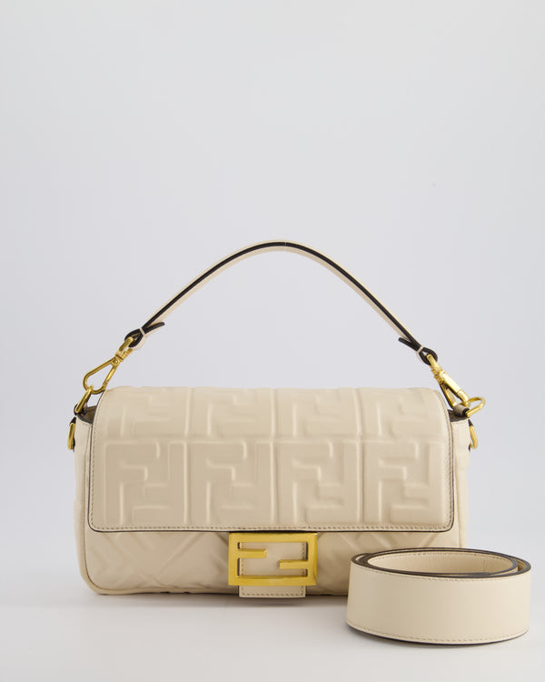 Fendi Cream Lambskin Leather Baguette Bag with Gold Hardware RRP £2,750