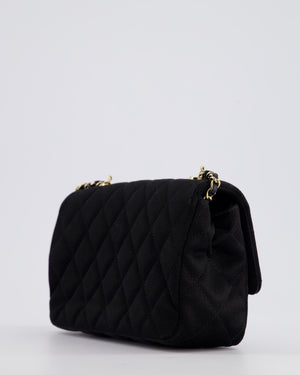 *HOT* Chanel Satin Black Single Mini Flap Bag with Champagne Gold Hardware