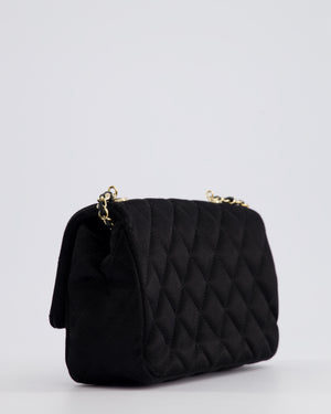 *HOT* Chanel Satin Black Single Mini Flap Bag with Champagne Gold Hardware