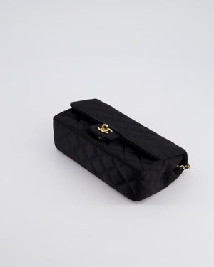 *HOT* Chanel Satin Black Single Mini Flap Bag with Champagne Gold Hardware