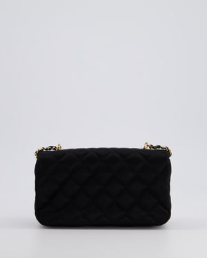 *HOT* Chanel Satin Black Single Mini Flap Bag with Champagne Gold Hardware