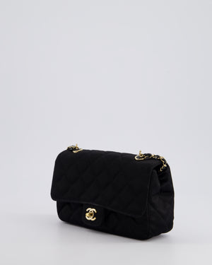 *HOT* Chanel Satin Black Single Mini Flap Bag with Champagne Gold Hardware