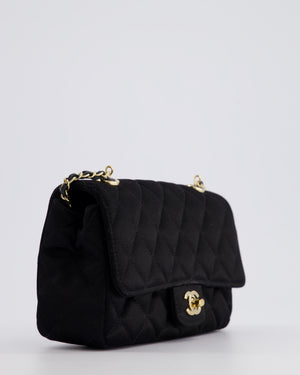 *HOT* Chanel Satin Black Single Mini Flap Bag with Champagne Gold Hardware