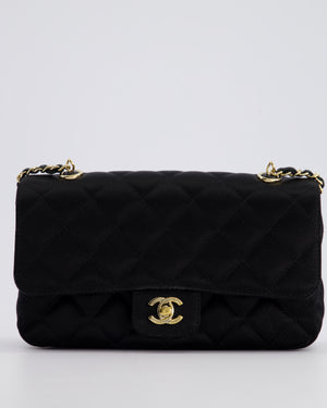 *HOT* Chanel Satin Black Single Mini Flap Bag with Champagne Gold Hardware