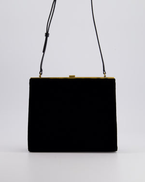 Saint Laurent Black Le Anne-Marie Velvet Shoulder Bag With Gold Hardware and Patent Leather Strap £2,245