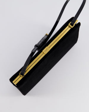 Saint Laurent Black Le Anne-Marie Velvet Shoulder Bag With Gold Hardware and Patent Leather Strap £2,245