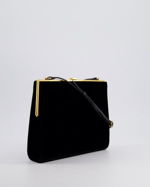 Saint Laurent Black Le Anne-Marie Velvet Shoulder Bag With Gold Hardware and Patent Leather Strap £2,245