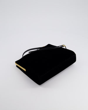 Saint Laurent Black Le Anne-Marie Velvet Shoulder Bag With Gold Hardware and Patent Leather Strap £2,245