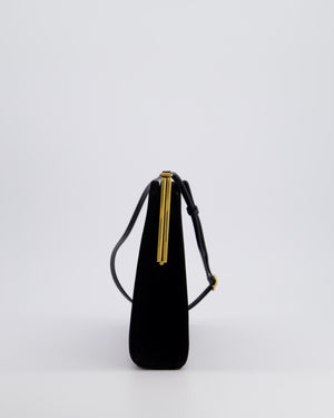 Saint Laurent Black Le Anne-Marie Velvet Shoulder Bag With Gold Hardware and Patent Leather Strap £2,245