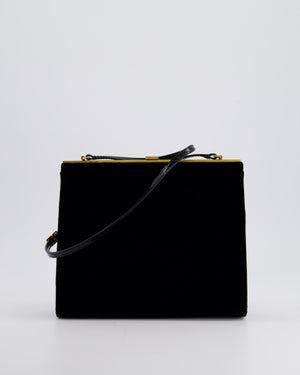 Saint Laurent Black Le Anne-Marie Velvet Shoulder Bag With Gold Hardware and Patent Leather Strap £2,245