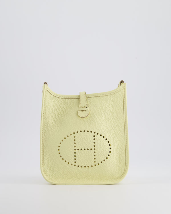 Hermès Mini Evelyne Bag in Jaune Milton Clemence Leather with Palladium Hardware