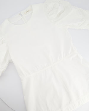 Celine White Cotton Poplin Short Sleeve Shirt With Ruching Detail Size FR 40 (UK 12)