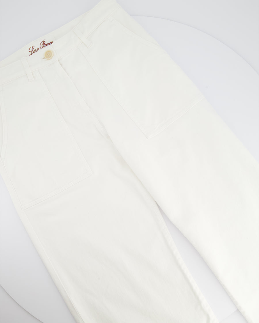 Loro Piana White Denim Wide Leg Trousers Size IT 38 (UK 6)