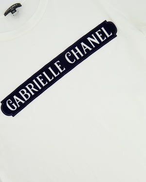 Chanel White Short Sleeve Top with Inscription Detail Size FR 38 (UK 10)