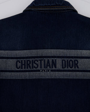 Christian Dior Dark Wash Long Sleeve Denim Jumpsuit with Stripe and Logo Detail Size FR 34 (UK 6)