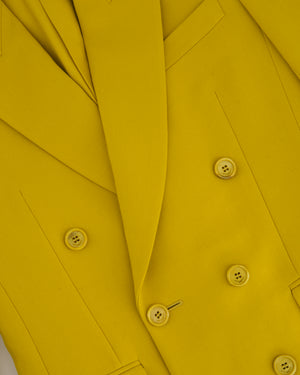 Saint Laurent Mustard Yellow Double Breasted Long Blazer FR 34 (UK 6)