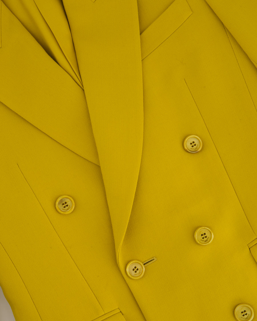 Saint Laurent Mustard Yellow Double Breasted Long Blazer FR 34 (UK 6)