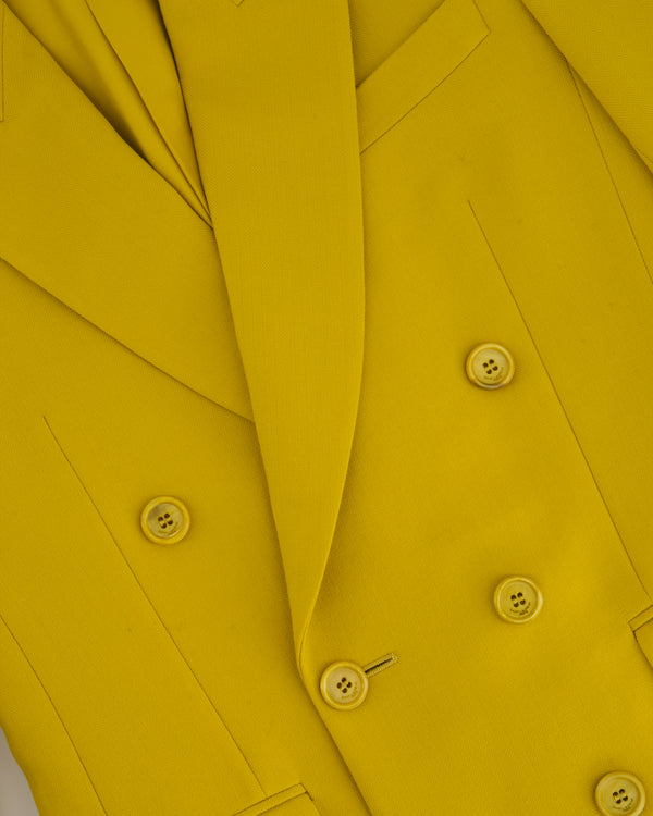 Saint Laurent Mustard Yellow Double Breasted Long Blazer FR 34 (UK 6)