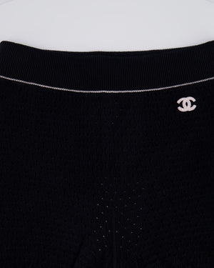 Chanel Black and White Crochet Knit High-Waist Short with CC Logo Detail Size FR 36 (UK 8)