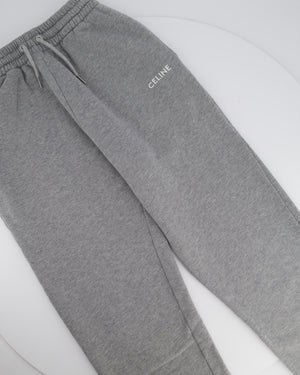 Celine Grey Cotton Jogging Pants with White Logo Size XXS (UK 4-6)