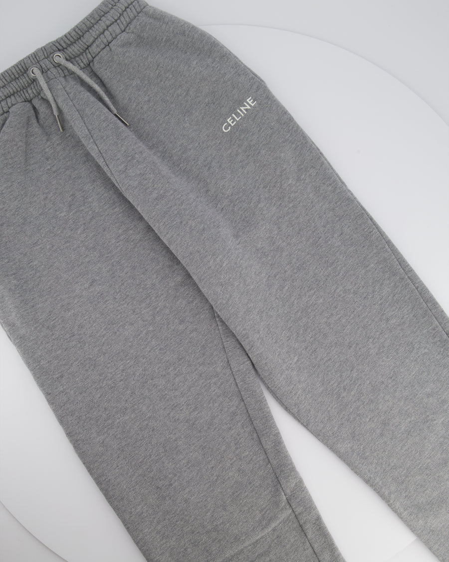 Celine Grey Cotton Jogging Pants with White Logo Size XXS (UK 4-6)