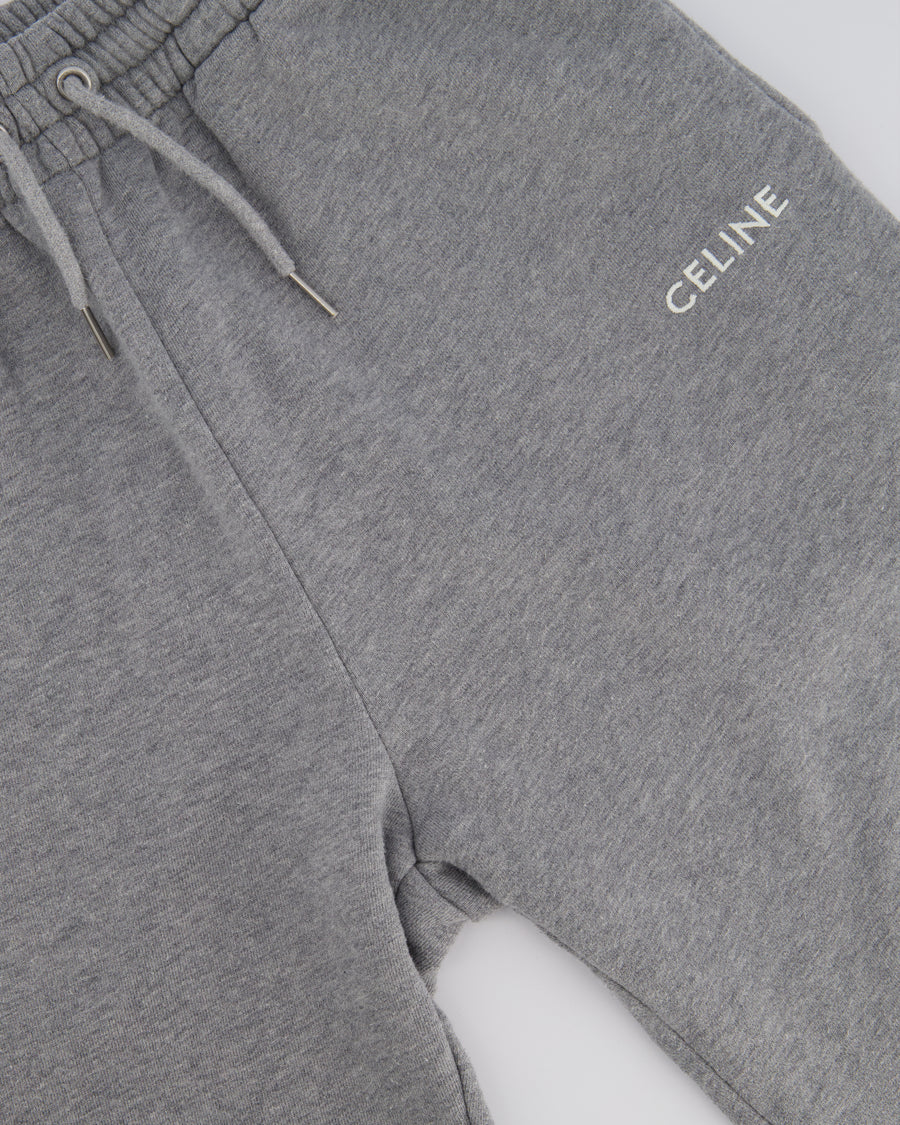 Celine Grey Cotton Jogging Pants with White Logo Size XXS (UK 4-6)