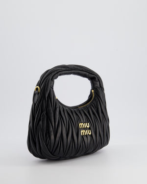 Miu Miu Small Black Wander Matelassé Nappa Leather Hobo Bag with Gold Hardware RRP £1,930