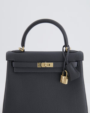 *NEW COLOUR* Hermes Kelly 25cm Retourne Bag in Gris Misty Togo Leather with Permabrass Hardware