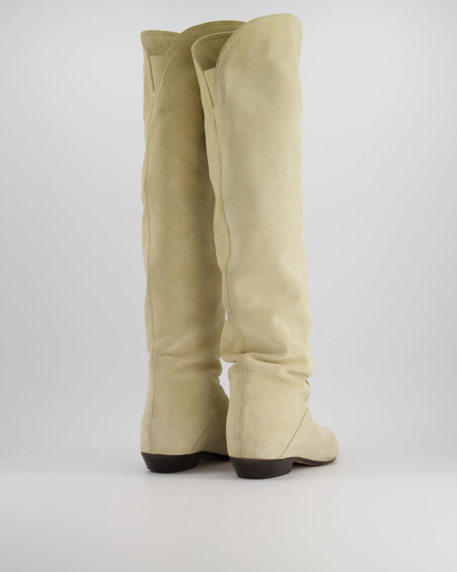 Isabel Marant Light Beige Suede Over-The-Knee Boots Size EU 39