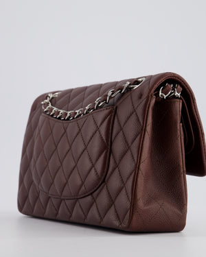 *HOT COLOUR* Chanel Burgundy Medium Double Flap Bag in Caviar Leather with Silver Hardware