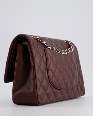 *HOT COLOUR* Chanel Burgundy Medium Double Flap Bag in Caviar Leather with Silver Hardware