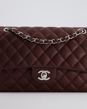 *HOT COLOUR* Chanel Burgundy Medium Double Flap Bag in Caviar Leather with Silver Hardware