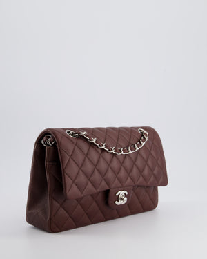 *HOT COLOUR* Chanel Burgundy Medium Double Flap Bag in Caviar Leather with Silver Hardware