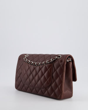 *HOT COLOUR* Chanel Burgundy Medium Double Flap Bag in Caviar Leather with Silver Hardware