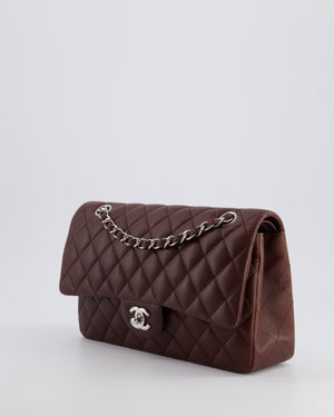 *HOT COLOUR* Chanel Burgundy Medium Double Flap Bag in Caviar Leather with Silver Hardware