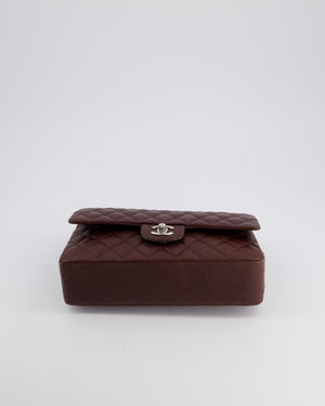 *HOT COLOUR* Chanel Burgundy Medium Double Flap Bag in Caviar Leather with Silver Hardware