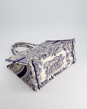 Christian Dior Medium Book Tote in Blue & Ecru Toile De Jouy Sauvage Embroidery RRP £2500