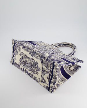 Christian Dior Medium Book Tote in Blue & Ecru Toile De Jouy Sauvage Embroidery RRP £2500