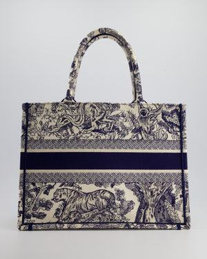 Christian Dior Medium Book Tote in Blue & Ecru Toile De Jouy Sauvage Embroidery RRP £2500