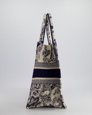 Christian Dior Medium Book Tote in Blue & Ecru Toile De Jouy Sauvage Embroidery RRP £2500