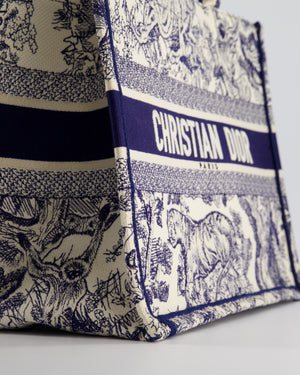 Christian Dior Medium Book Tote in Blue & Ecru Toile De Jouy Sauvage Embroidery RRP £2500