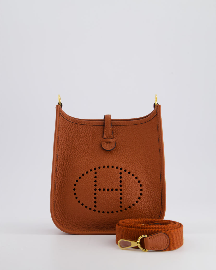 *HOT COLOUR* Hermès Mini Evelyne Bag in Cuivre Clemence Leather with Gold Hardware