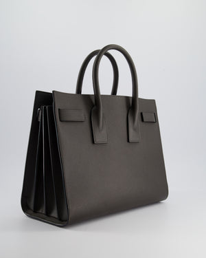 Saint Laurent Elephant Grey Small Sac de Jour Tote Bag in Grained Calfskin Leather with Black Hardware RRP £2,475