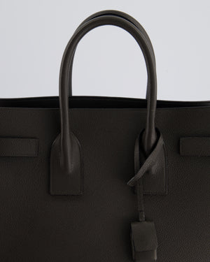 Saint Laurent Elephant Grey Small Sac de Jour Tote Bag in Grained Calfskin Leather with Black Hardware RRP £2,475