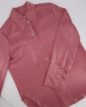 Nanushka Blush Pink Satin Shirt and Trouser Set Size XS (UK 6)