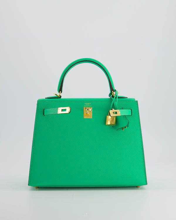 *HOT* Hermes Kelly Sellier 25cm Bag in Vert Comics Epsom Leather and Gold Hardware